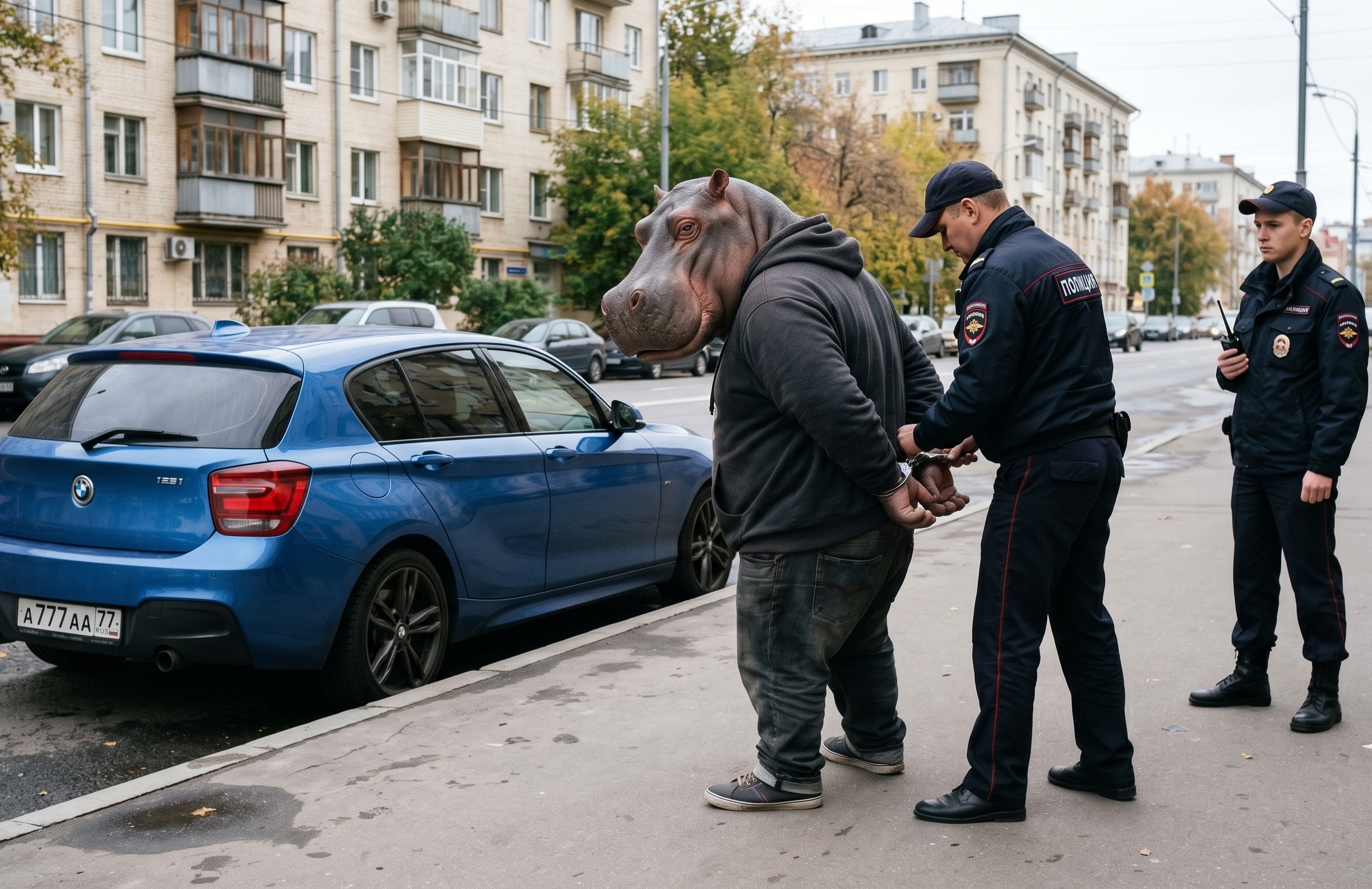 Бегемот на фоне кампуса ДВФУ